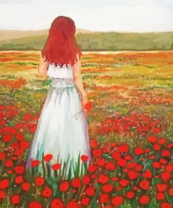 Woman And Poppies Field Diamond Paintings