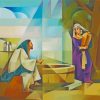 Abstract Samaritan Woman With Jesus Diamond Paintings