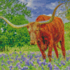 Aesthetic Bluebonnets and Longhorn Animal Diamond Paintings