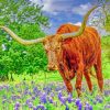 Aesthetic Bluebonnets and Longhorn Animal Diamond Paintings