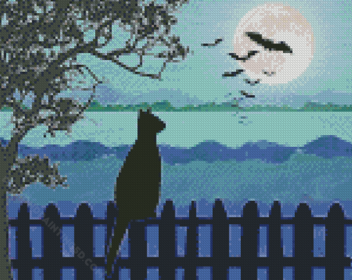 Aesthetic Cat Silhouette Diamond Paintings