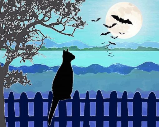 Aesthetic Cat Silhouette Diamond Paintings