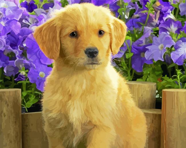 Aesthetic Golden Puppy Dog Diamond Paintings