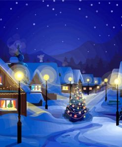 Aesthetic Snowy Village Diamond Paintings