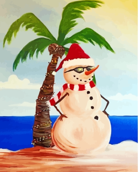 Aesthetic Snowman Palm Tree Diamond Paintings