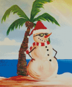 Aesthetic Snowman Palm Tree Diamond Paintings