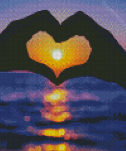 Aesthetic Sunset And Heart Diamond Paintings