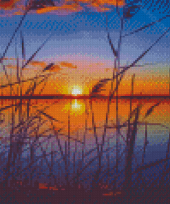 Aesthetic Sunset on Lake Diamond Paintings