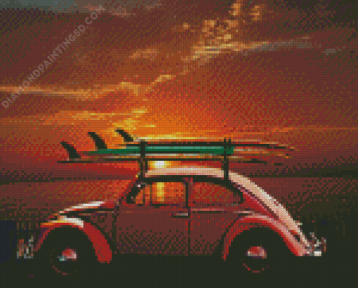 Aesthetic VW Car Sunset Diamond Paintings