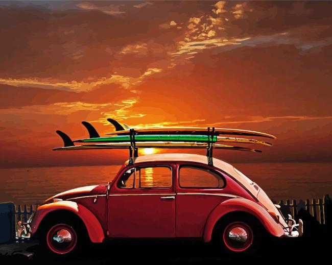 Aesthetic VW Car Sunset Diamond Paintings