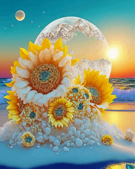 Aesthetic Floral Moon Diamond Paintings