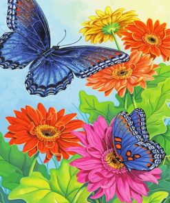 Aesthetic Flowers With Butterflies art Diamond Paintings