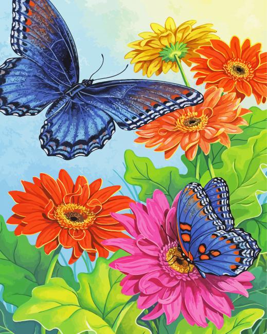 Aesthetic Flowers With Butterflies art Diamond Paintings