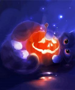 Aesthetic Halloween Cat Art Diamond Paintings