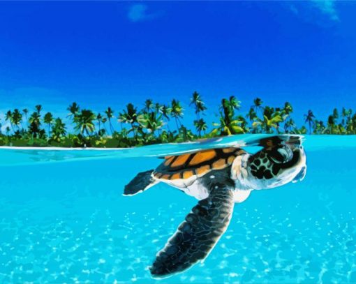 Baby Sea Turtle Underwater Diamond Paintings