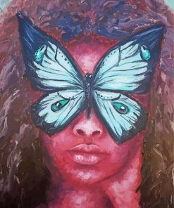 Black Woman With Butterfly On Face Diamond Paintings