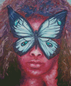 Black Woman With Butterfly On Face Diamond Paintings