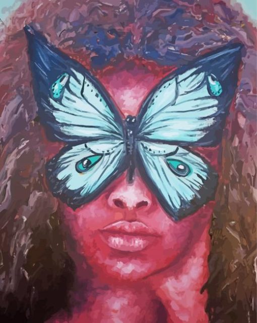 Black Woman With Butterfly On Face Diamond Paintings