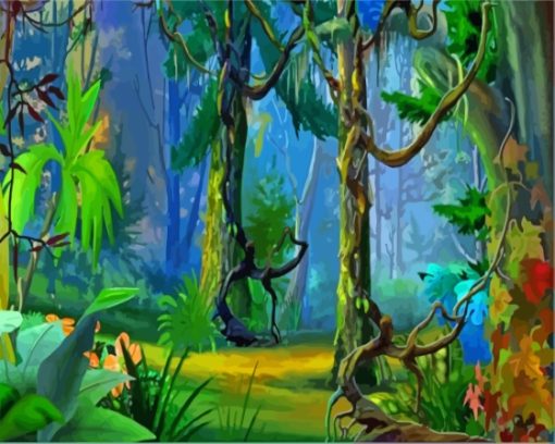 Cartoon Dense Forest Diamond Paintings