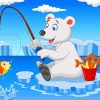 Cartoon Polar Bear Fishing Diamond Paintings