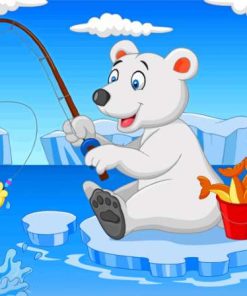 Cartoon Polar Bear Fishing Diamond Paintings