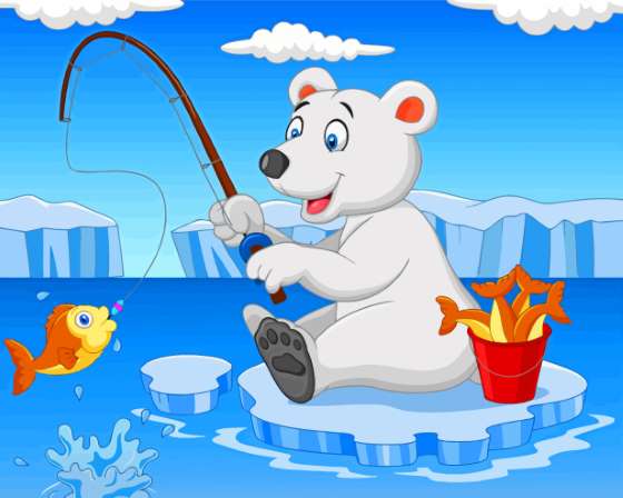 Cartoon Polar Bear Fishing Diamond Paintings