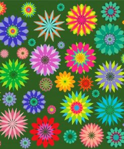 Colorful Funky Flowers Diamond Paintings