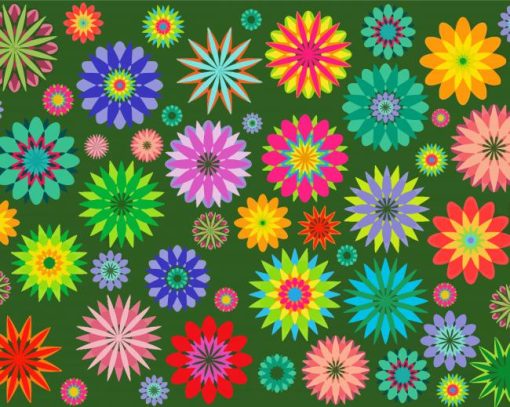 Colorful Funky Flowers Diamond Paintings