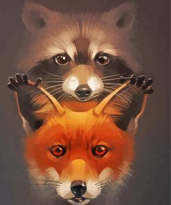 Cute Fox And Raccoon Diamond Paintings