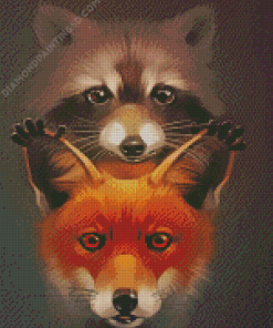 Cute Fox And Raccoon Diamond Paintings