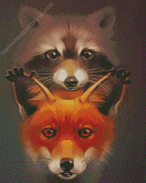 Cute Fox And Raccoon Diamond Paintings