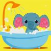 Cute Baby Elephant In Tub Diamond Paintings