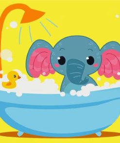 Cute Baby Elephant In Tub Diamond Paintings