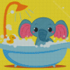 Cute Baby Elephant In Tub Diamond Paintings