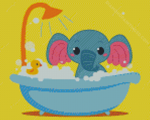 Cute Baby Elephant In Tub Diamond Paintings