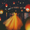 Girl And Lanterns In The Sky Diamond Paintings