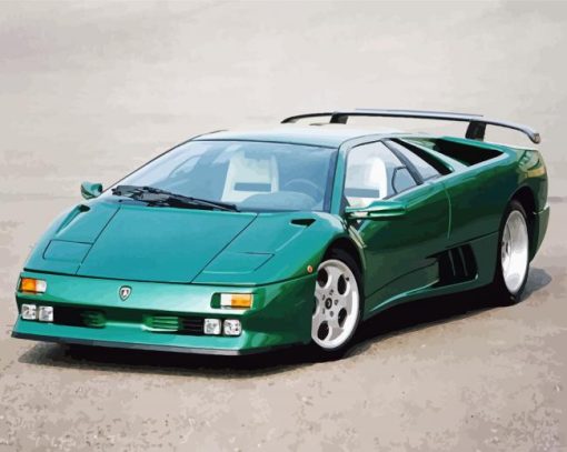 Green Lamborghini Diablo Diamond Paintings