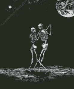 Monochrome Love Skeletons Dancing Diamond Paintings