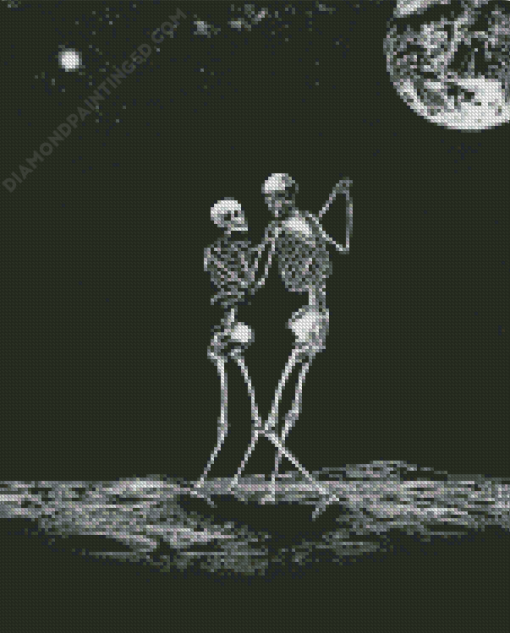 Monochrome Love Skeletons Dancing Diamond Paintings