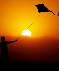 Playing Kites Silhouette Diamond Paintings