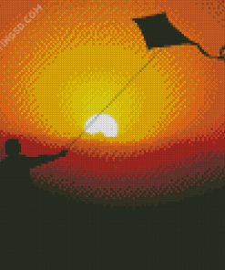 Playing Kites Silhouette Diamond Paintings