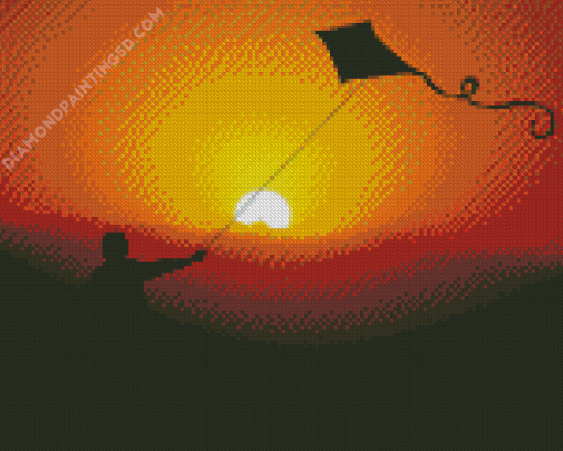 Playing Kites Silhouette Diamond Paintings