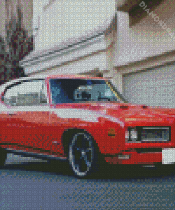 Red 1968 GTO Car Diamond Paintings