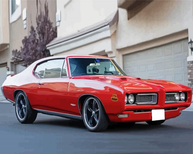 Red 1968 GTO Car Diamond Paintings