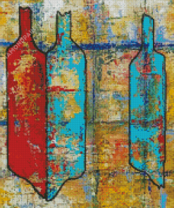 Red And Blue Abstract Bottles Diamond Paintings