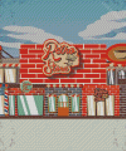 Retro Store Building Illustration Diamond Paintings