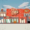 Retro Store Building Illustration Diamond Paintings