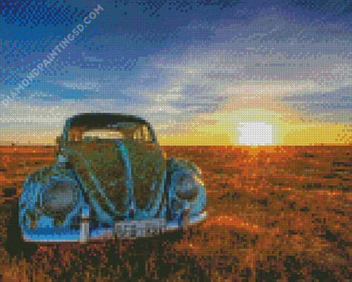 Rusty VW Car Sunset Diamond Paintings