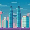 Twin Tower Illustration Diamond Paintings