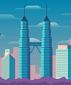 Twin Tower Illustration Diamond Paintings